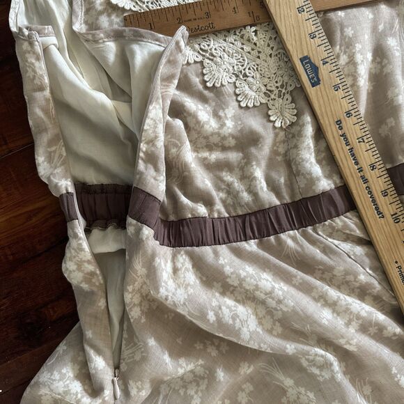 Ryu Womens Dress Sz Large Brown Floral Boho Cottagecore Asymmetrical Hem Country - Picture 9 of 12